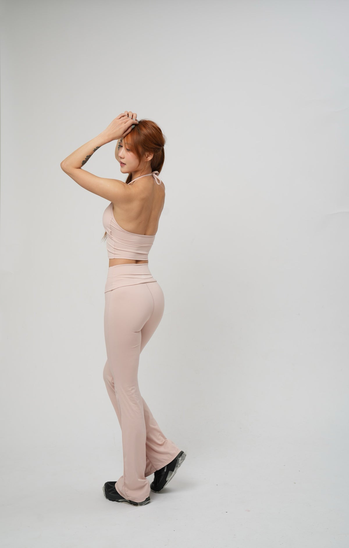 BACKLESS U-SHAPED LOW WAIST BOOTCUT LEGGINGS SET