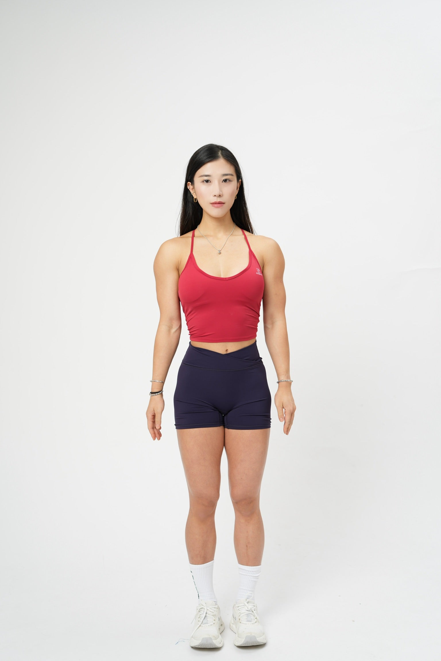 MIDNIGHT NAVY CROSS-WAIST SHORTS