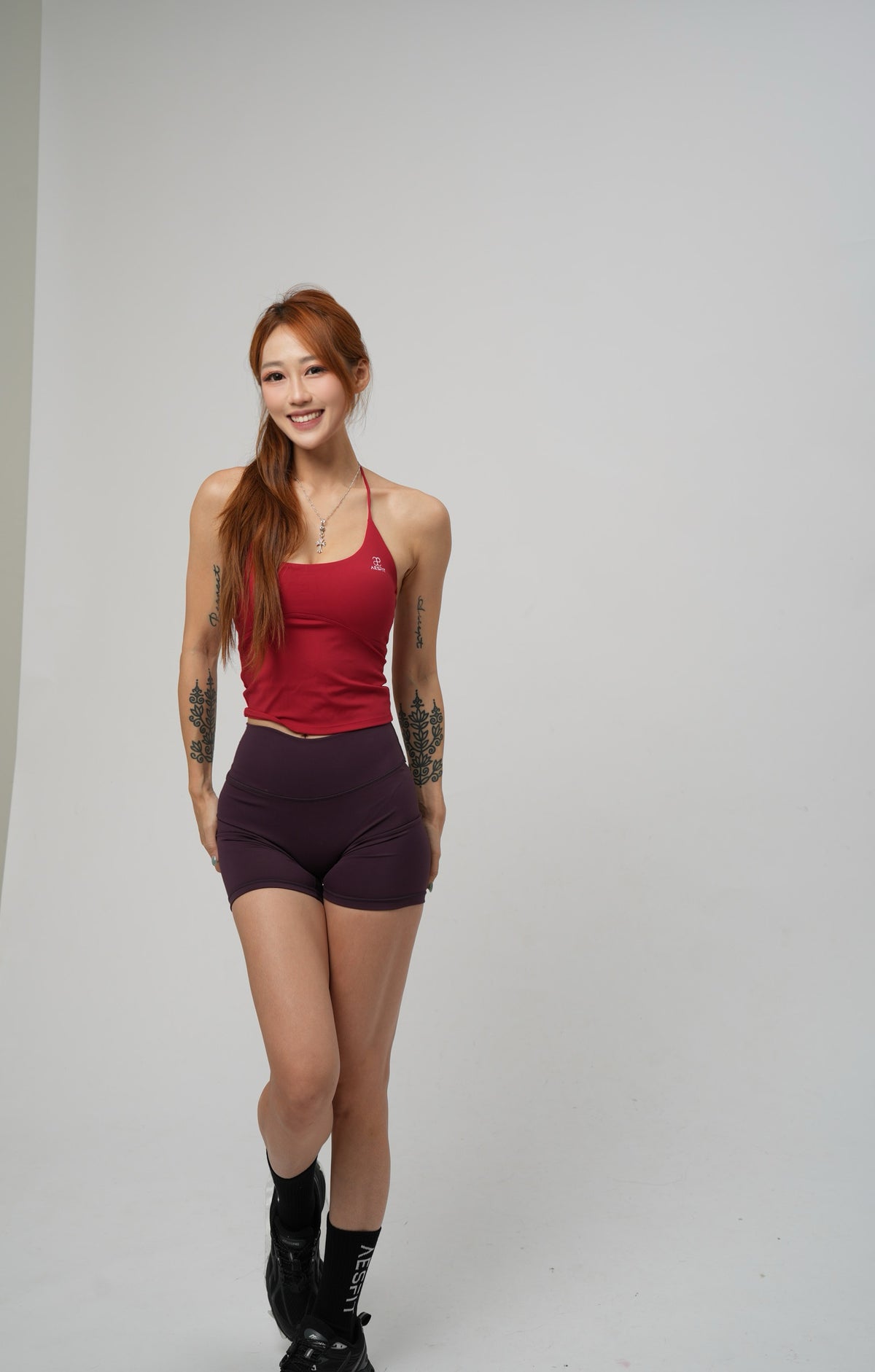 AERO OPEN BACK HALTER TECH TOP (RED)