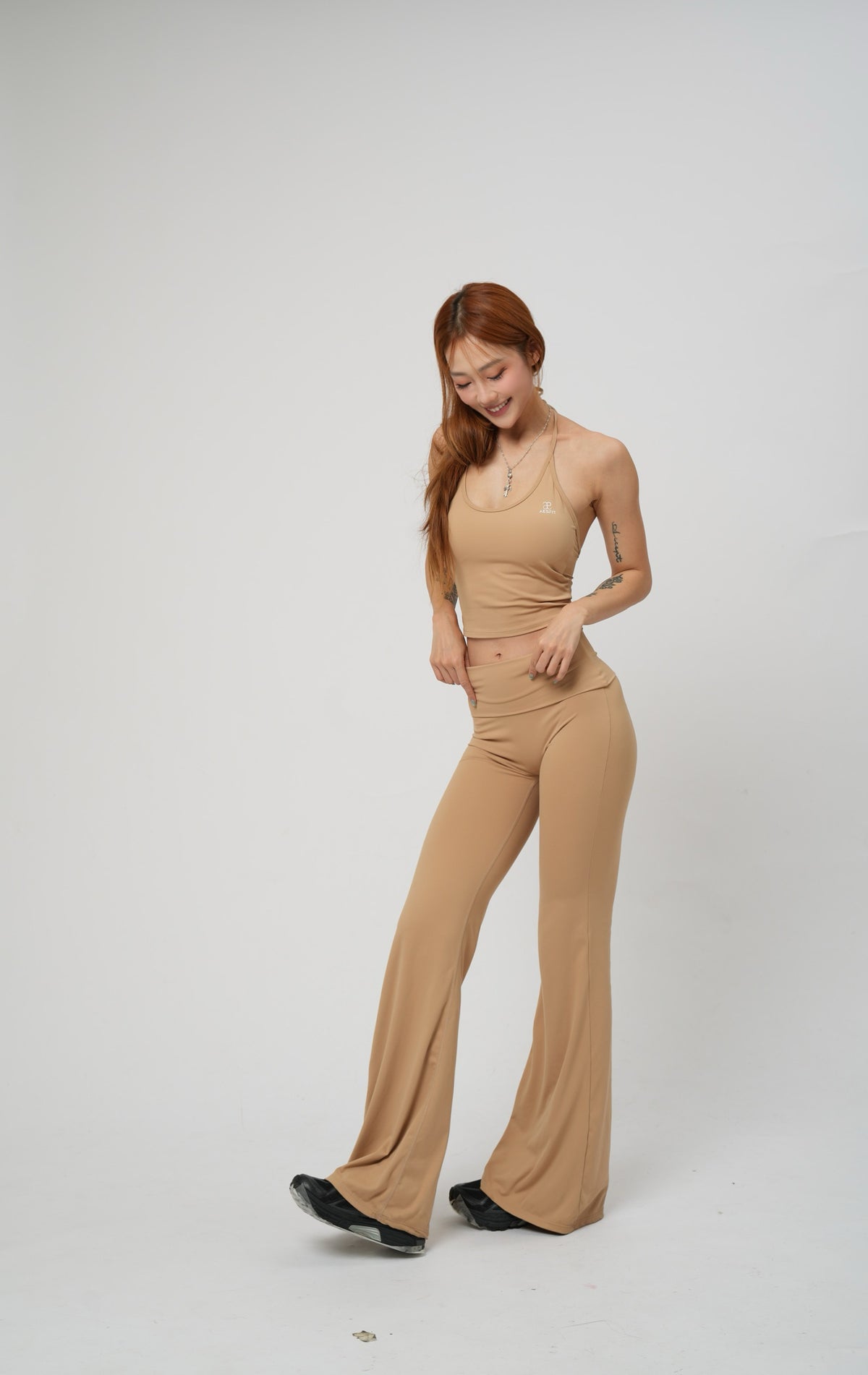 BACKLESS U-SHAPED LOW WAIST BOOTCUT LEGGINGS SET