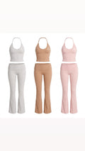 BACKLESS U-SHAPED LOW WAIST BOOTCUT LEGGINGS SET